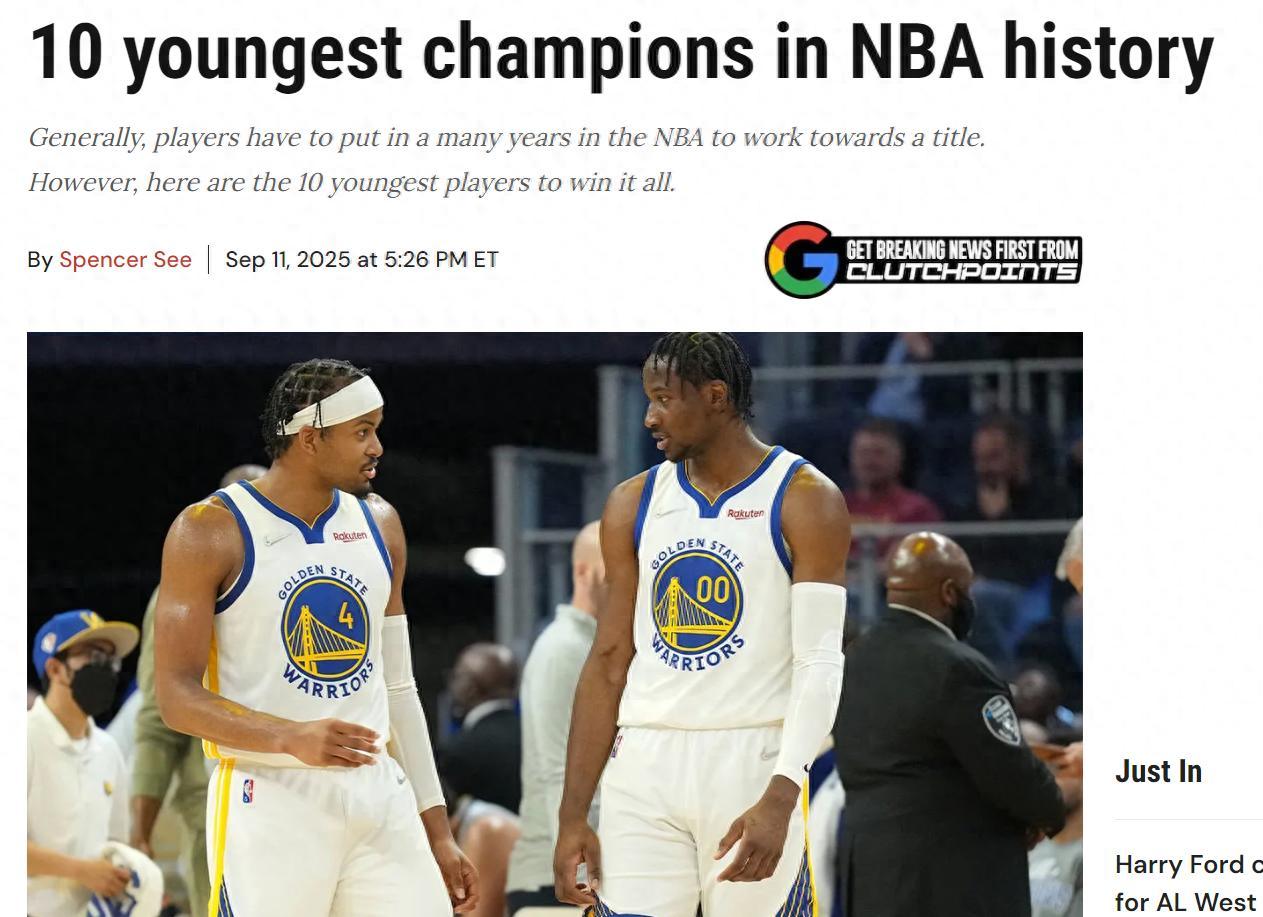 勇士批量生产!美媒晒最年轻冠军得主TOP10:魔术师第5库明加第2